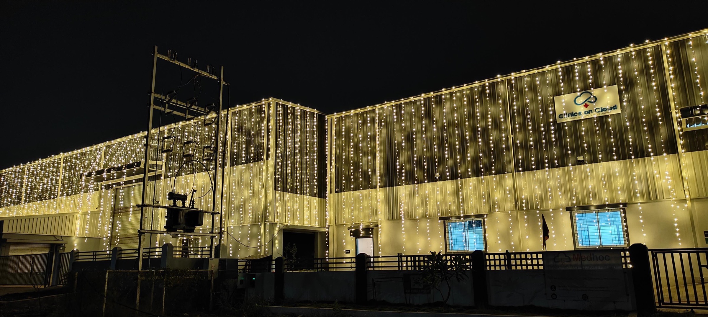 The Clinics On Cloud plant at Chakan MIDC, Pune, lit for Diwali