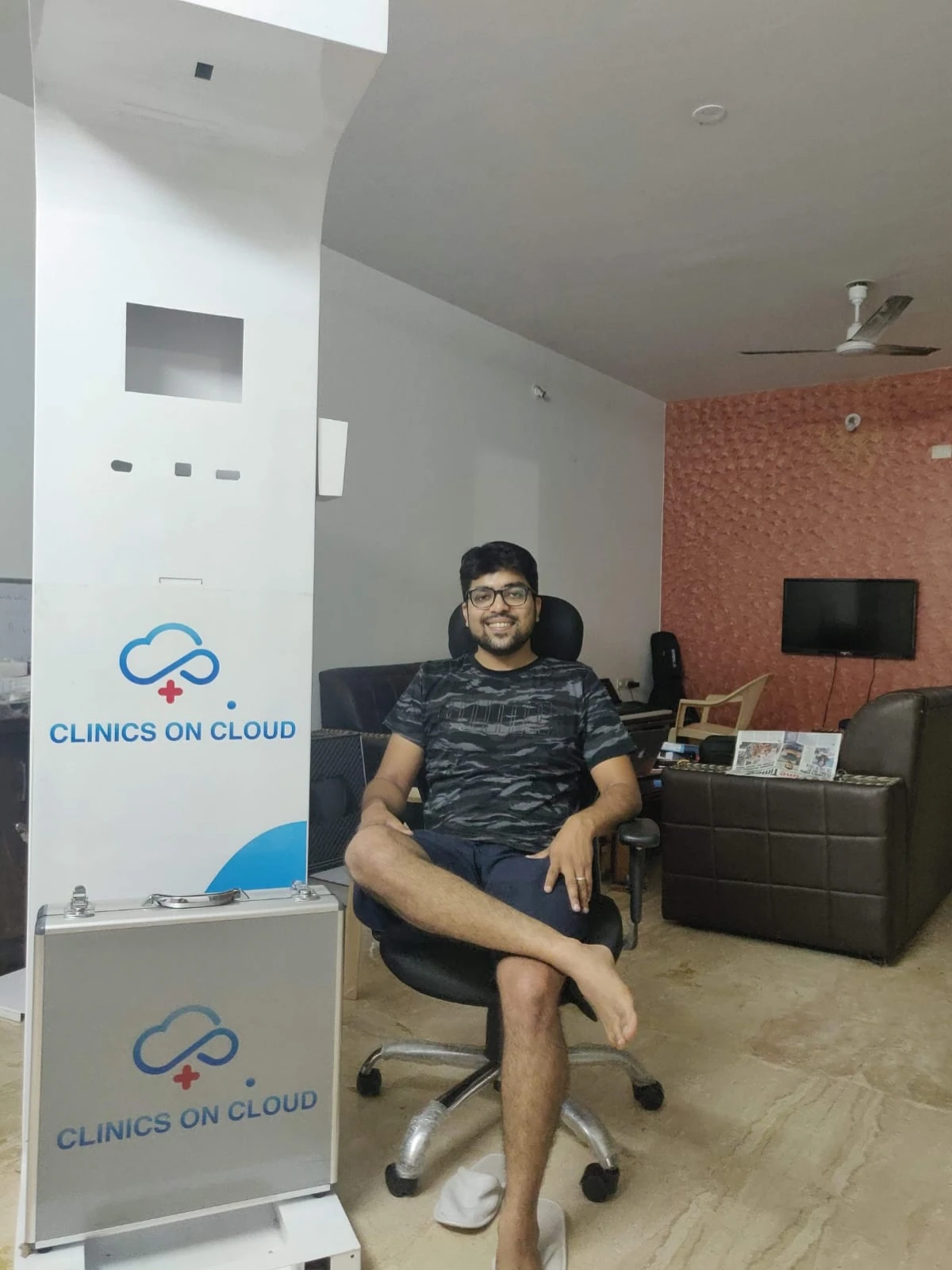 Abhay Agarwal with Health Kiosk