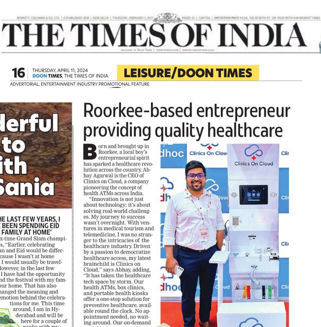 Clinics On Cloud in the Economic Times print edition
