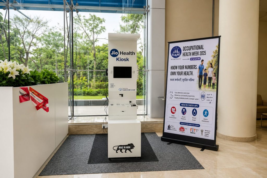 Clinics on Cloud Health Kiosk and Health Lounge are now Live at Reliance Corporate Headquarters 2 Health ATM